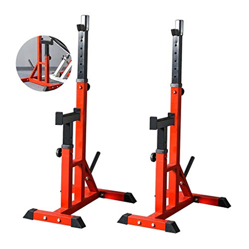 Adjustable Benches Squat Rack Barbell Rack Bench Press Fitness Equipment Home Men's Gantry Frame Adjustable Height Bench Press Stand Benches (Color : Red, Size : 7045152cm)