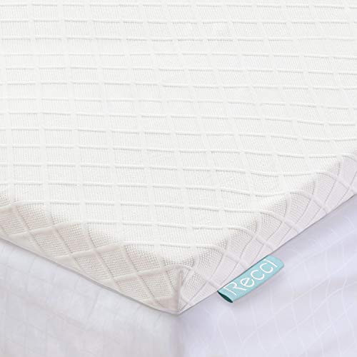 RECCI 2-Inch Mattress Topper Queen, Pressure Relief Memory Foam Mattress Topper for Back Pain, Removable and Washable Bamboo Viscose Cover with 3-Sided Zipper, CertiPUR-US (Queen Size)
