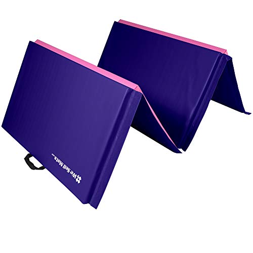 We Sell Mats 4 ft x 10 ft x 2 in Personal Fitness & Exercise Mat, Lightweight and Folds for Carrying, Purple/Pink