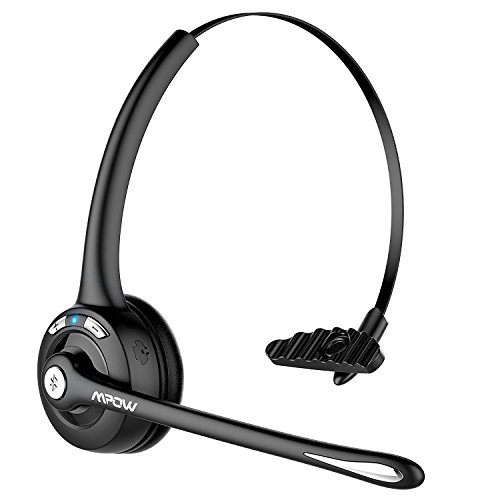 Mpow Pro Trucker Bluetooth Headset/Cell Phone Headset with Microphone, Office Wireless Headset, Over the Head Earpiece, On Ear Car Bluetooth Headphones for Cell Phone, Skype, Truck Driver, Call Center