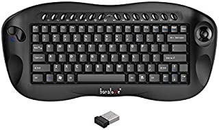 2.4Ghz Wireless Debounce Keyboard and Trackball Mouse Combo,Mini Portable Keyboard with Built in Mouse Combination,HTPC Home Theater Keyboard,Smart TV Multimedia Set-Top Box Keyboard (banalove Black)