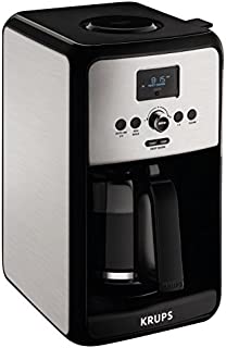 KRUPS EC314 Programmable Digital Coffee Maker, 12-Cup, Silver