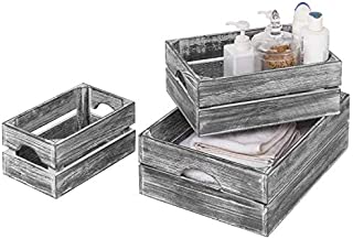 MyGift Nesting Distressed Gray Wood Storage & Accent Crates, Set of 3