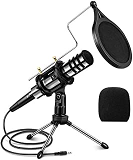 Recording Microphone, EIVOTOR 3.5mm Condenser Microphone Plug and Play, PC Microphone with Filter Suitable for Podcasting, Voice Recording, Skype, YouTube, Games, Laptop, Computer, Phone