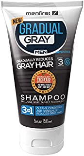 MenFirst Gradual Gray 3-in-1 Grey Hair Reducing SHAMPOO For Men - Scalp Wash that Cleans, Darkens, Conditions, and Gradually Reduces Grey and White Hair Color for Natural Looking Results - Single