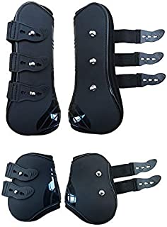 Zelro Open Front Jumping Tendon and Hind Fetlock Horses Boots, Secure Leg Protection, Lightweight and Tough Dressage Horse Riding Equestrian Equipment