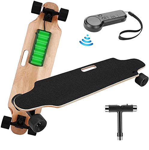 Youth Electric Skateboard Electric Longboard with Wireless Remote Control, 12 MPH Top Speed, 10 Miles Range, 7 Layers Maple Longboard for Adult (Black)