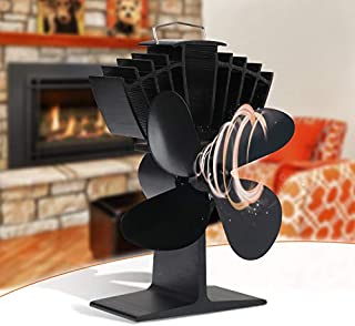 MOLANEPHY Upgrade 4-Blade Wood Stove Fan, Heat Powered Stove Fan for Wood Log Burner Fireplace, Wood Burning Stove Accessories, Black