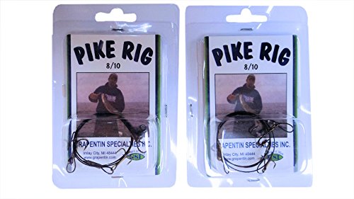 Catchmore Muskie & Pike Rig - #PR810 - Ice, Summer, Tip-up, or Bobber - Size 8 & 10 Treble Hooks - 2 Packs