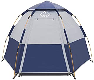 Toogh 3-4 Person Camping Tent Backpacking Tents Hexagon Waterproof Dome Automatic Pop-Up Outdoor Sports Tent Camping Sun Shelters Provide Top Rainfly, Advanced Venting Design