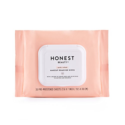 Honest Beauty Makeup Remover Wipes with Grape Seed & Olive Oils | Paraben Free, Synthetic Fragrance Free, Dermatologist Tested, Cruelty Free | 30 Count