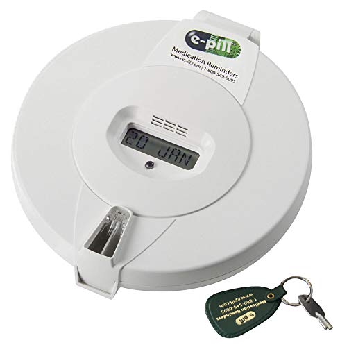 e-Pill | MedTime Plus | Locked Automatic Pill Dispenser with 28 Compartments and Display | Up to 24 Alarms Per Day