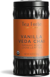 Tea Forte Chakra Organic Black Tea VANILLA VEDA CHAI, 4.23 Ounce Loose Leaf Tea Canister