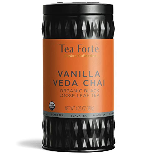 Tea Forte Chakra Organic Black Tea VANILLA VEDA CHAI, 4.23 Ounce Loose Leaf Tea Canister