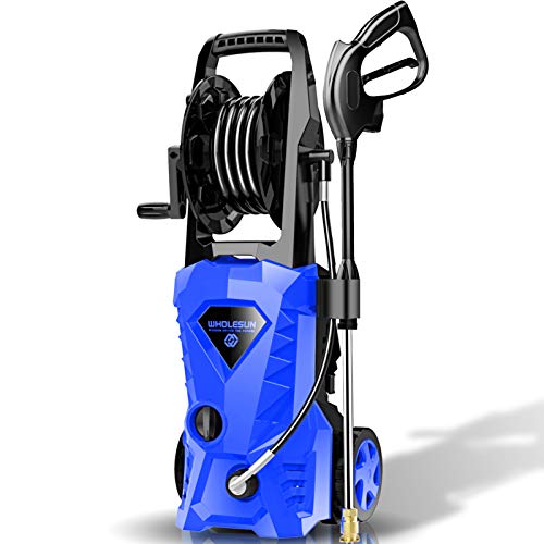 WHOLESUN 3000PSI Electric Pressure Washer 2.4GPM Power Washer 1600W High Pressure Cleaner Machine with 4 Nozzles Foam Cannon,Best for Cleaning Homes, Cars, Driveways, Patios (Blue)