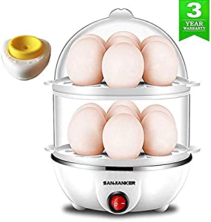 SANJIANKER XB-EC06 14 Egg Capacity Egg Cooker,350W Electric Egg Maker,Egg Steamer,Egg Boiler,Egg Cooker With Automatic Shut Off, Egg Cooker with Egg Piercer,White