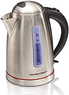 Hamilton Beach Electric Tea Kettle, Water Boiler & Heater, 1.7 L, Cordless, Auto-Shutoff Boil-Dry Protection, Stainless Steel (40988)