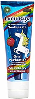 Lumineux Oral Essentials Kids Toothpaste Fluoride Free | Certified Non Toxic | Strawberry Unicorn | NO Artificial Flavors, Colors, SLS Free | Dentist Formulated No Harsh Chemicals