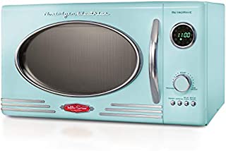 Nostalgia RMO4AQ Retro Large 0.9 cu ft, 800-Watt Countertop Microwave Oven, 12 Pre-Programmed Cookin Digital Clock, Easy Clean Interior, Aqua