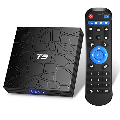 T9 Android TV Box, Android 9.0 TV Box 2GB RAM 16GB ROM with RK3318 Quad-core BT4.0 Support Dual WiFi 2.4G+5.0G 3D 4K Smart TV Box