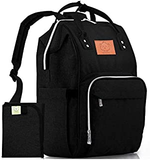 Diaper Bag Backpack - Large Waterproof Travel Baby Bags (Trendy Black)