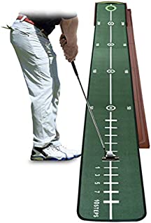 TriGold Wooden Base Putting Green Mat with Ball Return System,Portable Golf Putting Mat,Professional Golf Practice Equipment for Indoor A 30x300cm(12x118inch)