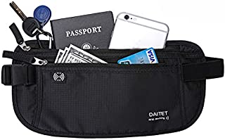 DAITET Money Belt - Passport Holder Secure Hidden Travel Wallet with RFID Blocking, Undercover Fanny Pack (Black)