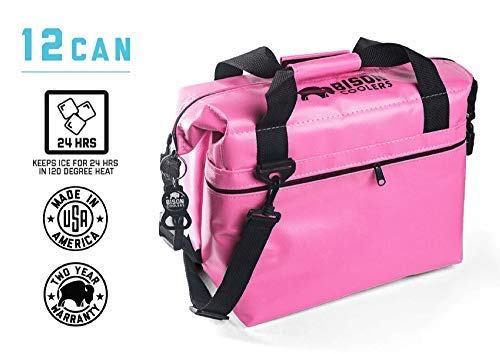 BISON COOLERS Soft Sided Insulated 12 Can Cooler Bag | Leak Proof Ice Chest for Beverages or Food | Includes 2 Year Warranty | Made in The USA