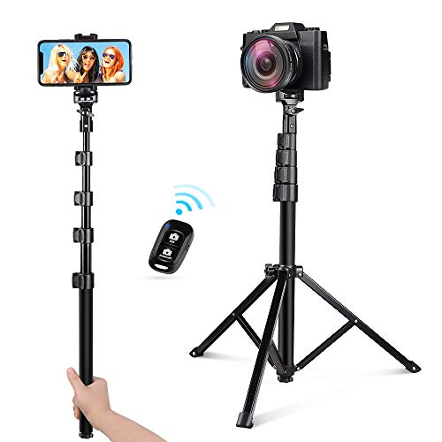 UBeesize 54-inch Selfie Stick Tripod, Detachable and Extendable Phone Tripod for Cell Phone, Compatible with Smartphone, Includes Wireless Remote, Cell Phone Holder and Gopro Adapter