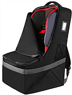 Car Seat Travel Bag, Padded Car Seats Backpack, Large Durable Carseat Carrier Bag, Airport Gate Check Bag, Infant Seat Travel Bag with Padded Shoulder Strap, Travel Car Seat Cover, Black