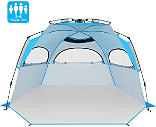 Victostar Easy Setup Beach Tent, Automatic Pop up Instant Sun Shelter with UPF 50+ UV Protection for Family Outdoor Beach Camping (XL with Extendable Floor)