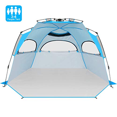 Victostar Easy Setup Beach Tent, Automatic Pop up Instant Sun Shelter with UPF 50+ UV Protection for Family Outdoor Beach Camping (XL with Extendable Floor)