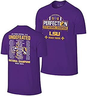 Elite Fan Shop LSU Tigers National Championship Champs Perfection Tshirt 2019-2020 Schedule Purple - Large