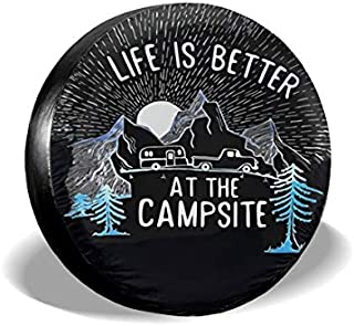 Juhucc Life is Bet-TER at Good CAM-PSITE Tire Cover Potable Universal Wheel Covers Powerful Waterproof Tire Cover for SUV,Trailer,Camper,Rv Tire Cover Tire 15 Inch