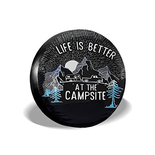 Juhucc Life is Bet-TER at Good CAM-PSITE Tire Cover Potable Universal Wheel Covers Powerful Waterproof Tire Cover for SUV,Trailer,Camper,Rv Tire Cover Tire 15 Inch