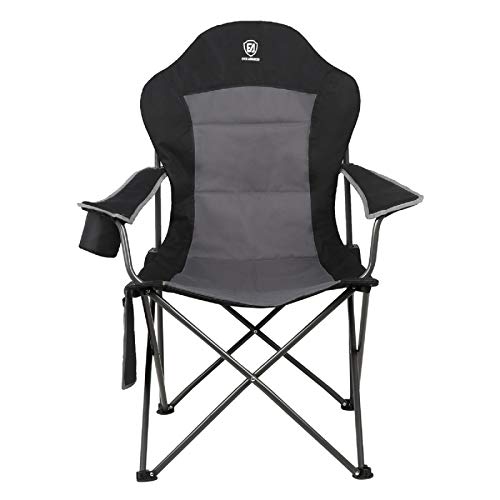 Ever Advanced Oversized Quad Folding High Back Camping Chair, Support 300lbs, Adjustable Armrest Portable Padded Heavy Duty Collapsible Camp Chair with Storage Bag & Cup Holder for Outdoor,Lawn