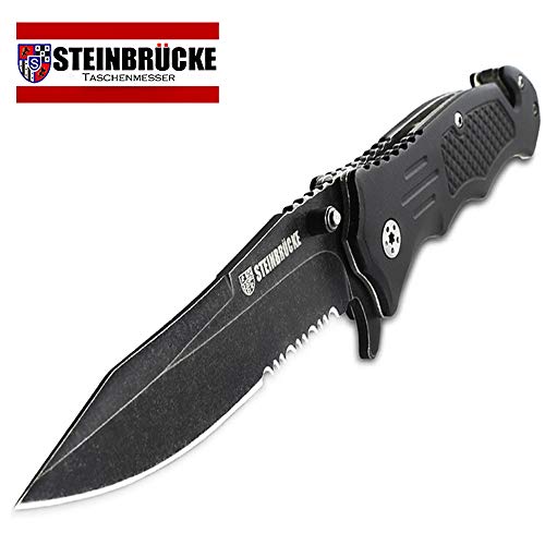 Steinbrucke Tactical Knife Spring Assisted Opening Pocket Knife Folding Stainless Steel 8Cr13Mov 3.4'' Blade, with Reversible Clip - Good for Hunting Camping Survival Outdoor and Everyday Carry