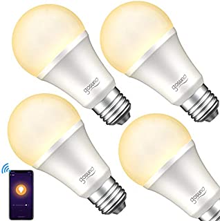 Smart Light Bulb, Gosund Dimmable WiFi LED Light Bulbs that Works with Alexa Google Home, E26 A19 Warm White 2700K Bulb, No Hub Required, 8W (75W Equivalent), 4pack