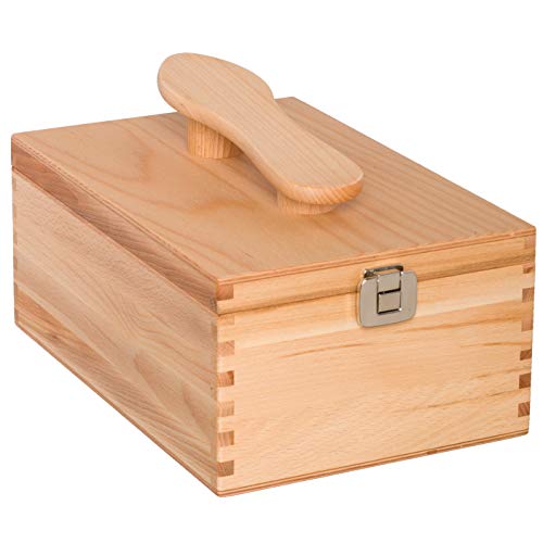 Redecker Oiled Beechwood Shoe Cleaning Box with Folding Lid, 13-1/4 x 9 x 5-3/4-Inches