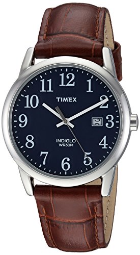 Timex Men's TW2R63800 Easy Reader 38mm Brown/Blue Croco Pattern Leather Strap Watch