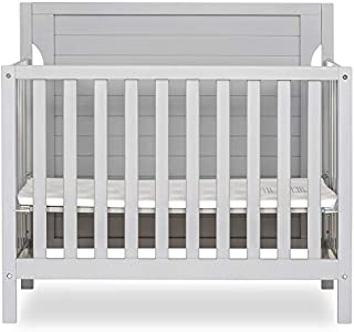 Dream On Me Bellport 4 in 1 Convertible Mini/Portable Crib I Mini Baby Crib I Includes 1.5 Mattress, Pebble Grey