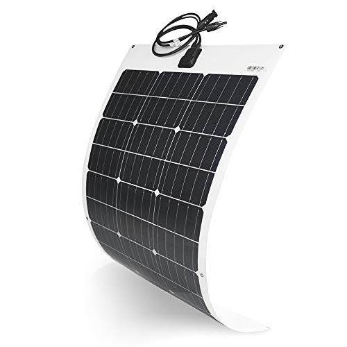 Topsolar Flexible Solar Panel 100W 12V Monocrystalline Bendable - 100 Watt 12Volt Semi-Flexible Mono Solar Panels Charger Off-Grid for RV Boat Cabin Van Car Uneven Surfaces