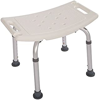 Aluminium Alloy Elderly Adjustable Height Bath and Shower Chair Top Rated Shower Bench Without Back, White