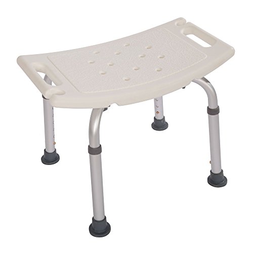 Aluminium Alloy Elderly Adjustable Height Bath and Shower Chair Top Rated Shower Bench Without Back, White