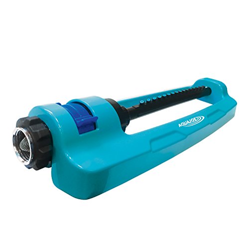 Aqua Joe SJI-OMS16 Indestructible Metal Base Oscillating Sprinkler with Adjustable Spray, Blue