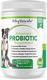 Probiotics for Dogs - 4 Billion CFU's, Digestive Enzymes, Prebiotics - Dog Allergies, Diarrhea, Bad Dog Breath, Constipation, Gas, Yeast, Hot Spots - Made in USA, Chicken - 120 Grain Free Soft Chews