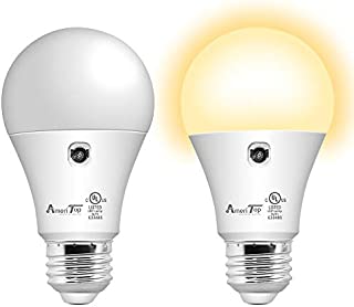 Dusk to Dawn Light Bulb- 2 Pack, AmeriTop A19 LED Sensor Light Bulbs; UL Listed, Automatic On/Off, 800 Lumen, 10W(60 Watt Equivalent), E26 Base, Indoor/Outdoor Lighting Bulb (3000K Warm White)