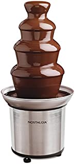 Nostalgia CFF986 32-Ounce Stainless Steel Chocolate Fondue Fountain, 2-Pound Capacity, Easy to Assemble 4 Tiers, Perfect For Nacho Cheese, BBQ Sauce, Ranch, Liqueurs