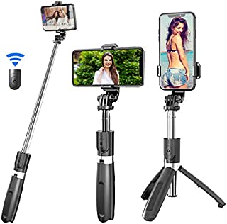 TBLUITE Cell Phone Tripod Wireless Bluetooth Smartphone Travel Selfie Stick Compatible with Remote for iPhone 12 Ipad Mini Android Camera Stand Adapter 39