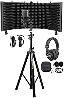 Rockville Pro Recording Studio Microphone Mic+Isolation Shield+Headphones+Stand